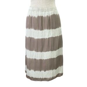 Eileen Fisher The Fisher Project Skirt Women's XL Brown Cream Stripe Silk